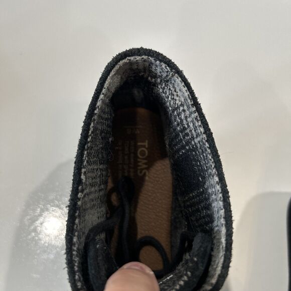 TOMS Boots Womens 8 Desert Bootie Black Suede Wedge Heel Lace Up Comfort Ankle - Picture 11 of 12